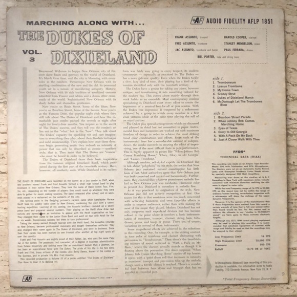 Dukes Of Dixieland Marching Along With... Vol. 3 Vinyl Lp '57 - Picture 9 of 9